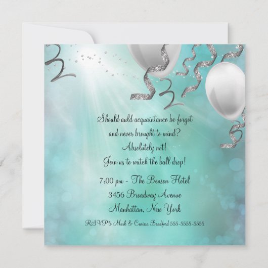 Tuxedo Champagne Confetti Nieuwjaarsfeest Kaart (Achterkant)