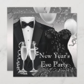 Tuxedo Champagne Confetti Zwart Stropdas Party Kaart (Voorkant / Achterkant)