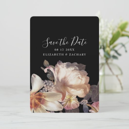 Tuxedo Classic Dark Black Antiek foto Save The Date (Staand voorkant)