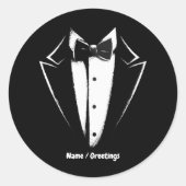 Tuxedo Classic Party Funny Concert Festival Design Ronde Sticker (Voorkant)
