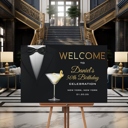 Tuxedo Cocktail Welkom Bord Poster