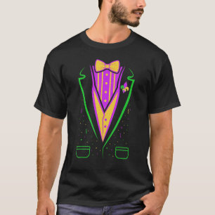 Tuxedo Costume Bow Stropdas Funny Mardi Gras Carni T-shirt