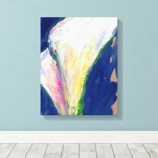 Tuxedo Cuff White Calla Lilies Canvas Art Print (Insitu (Houten vloer))