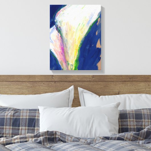 Tuxedo Cuff White Calla Lilies Canvas Art Print (Insitu (Slaapkamer))