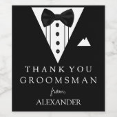 Tuxedo dank je groomsman wijn etiket (Enkel label)