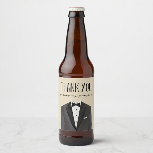 Tuxedo dank u groomsman Beer Label Bier Etiket (Voorkant)