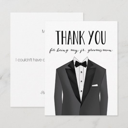 Tuxedo Dank u Junior Groomsman | Groomsman Kaart (Voorkant / Achterkant)