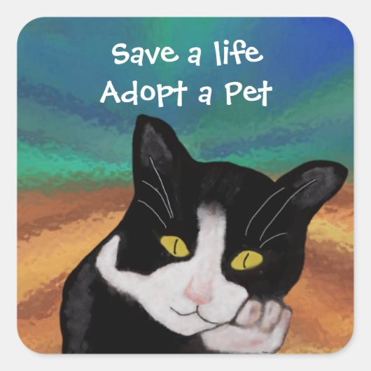 Tuxedo de Kat Pet Adoptie Stickers (Voorkant)