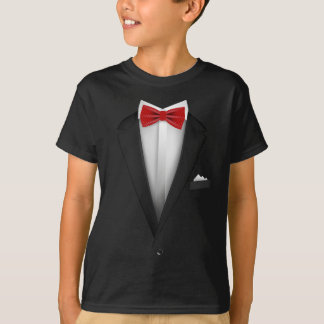 Tuxedo-design met Red Bowtie voor bruiloften T-shirt