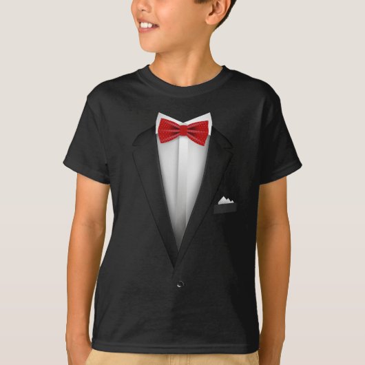 Tuxedo-design met Red Bowtie voor bruiloften T-shirt (Voorkant)