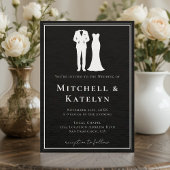 Tuxedo & Dress Minimal Border Black Wedding Kaart