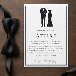 Tuxedo & Dress Minimal Border White Wedding Attire Informatiekaartje