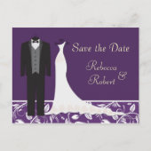 Tuxedo en Gown Wedding Save the Date Briefkaart (Voorkant)