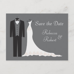Tuxedo en Gown Wedding Save the Date Briefkaart