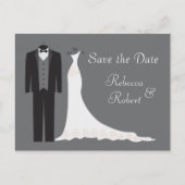 Tuxedo en Gown Wedding Save the Date Briefkaart (Voorkant)