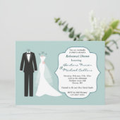 Tuxedo en Gwn Rehearsal Dinner Invitation Kaart (Staand voorkant)