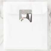 Tuxedo en jurk bruiloft dank u vierkante sticker (Tas)