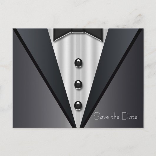 Tuxedo en jurk Save The Date Aankondigingskaart (Voorkant)