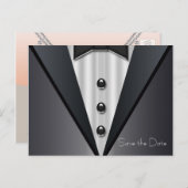 Tuxedo en jurk slaan de datum op aankondigingskaart (Voorkant / Achterkant)