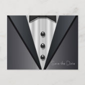 Tuxedo en jurk slaan de datum op aankondigingskaart (Voorkant)