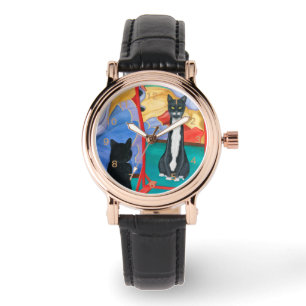 Tuxedo Fun House Skinny Cat Horloge