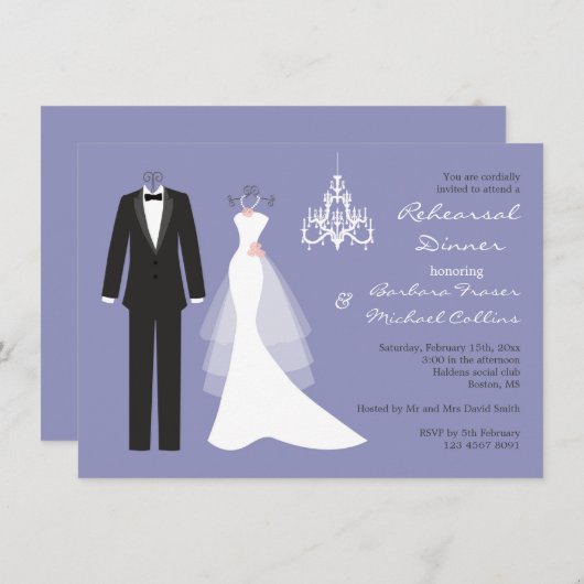 Tuxedo gaat op vioolrepetitie met diner Uitnodigin Kaart (Voorkant / Achterkant)