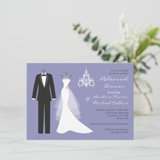 Tuxedo gaat op vioolrepetitie met diner Uitnodigin Kaart (Staand voorkant)