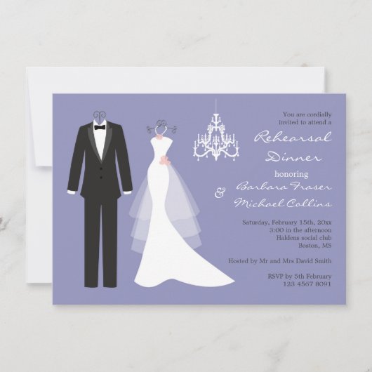 Tuxedo gaat op vioolrepetitie met diner Uitnodigin Kaart (Voorkant)