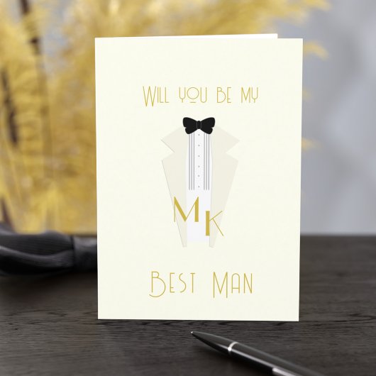 Tuxedo Gatsby Bruiloft Beste Man Groomsman Kaart