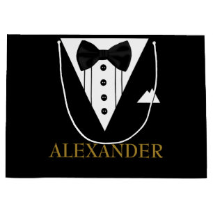 Tuxedo Gepersonaliseerde Groomsman bruiloft Dank u Large Cadeautasje