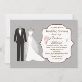 Tuxedo & Gown Couple's Bridal Shower Invitation Kaart (Voorkant)