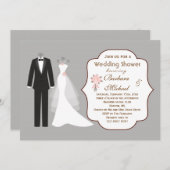 Tuxedo & Gown Couple's Bridal Shower Invitation Kaart (Voorkant / Achterkant)