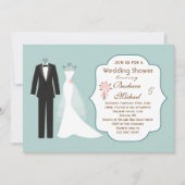 Tuxedo & Gown Couple's Bridal Shower Invitation Kaart (Voorkant)