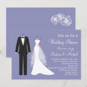 Tuxedo & Gown Couple's Bridal Shower Invitation Kaart (Voorkant / Achterkant)