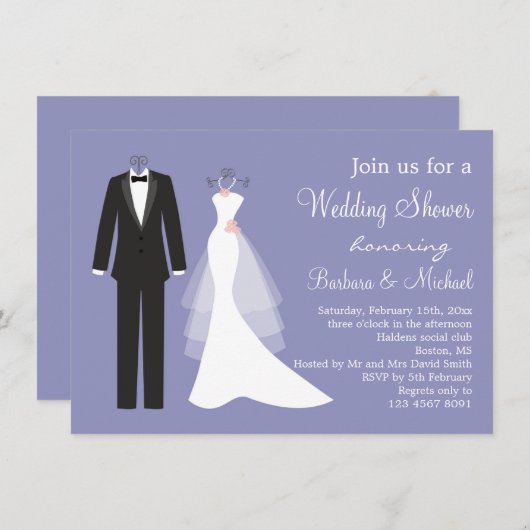 Tuxedo & Gown Couple's Bridal Shower Invitation Kaart (Voorkant / Achterkant)