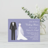 Tuxedo & Gown Couple's Bridal Shower Invitation Kaart (Staand voorkant)