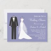 Tuxedo & Gown Couple's Bridal Shower Invitation Kaart (Voorkant)