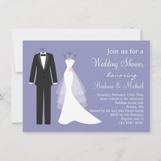 Tuxedo & Gown Couple's Bridal Shower Invitation Kaart (Voorkant)