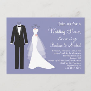 Tuxedo & Gown Couple's Bridal Shower Invitation Kaart