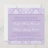 Tuxedo & Gown on lavender lila damask Wedding Kaart (Achterkant)