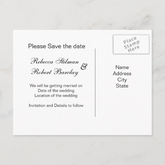 Tuxedo, Gown op zilverblauw Save the Date Briefkaa Aankondigingskaart (Achterkant)