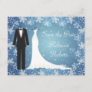 Tuxedo, Gown, Snowflakes Sparen het Briefkaart van