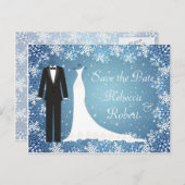 Tuxedo, Gown, Snowflakes Sparen het Briefkaart van (Voorkant / Achterkant)