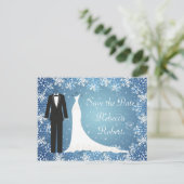Tuxedo, Gown, Snowflakes Sparen het Briefkaart van (Staand voorkant)