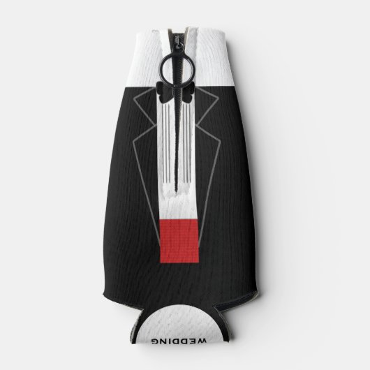 Tuxedo Groomsman bruiloft fles koeler (Achterkant)