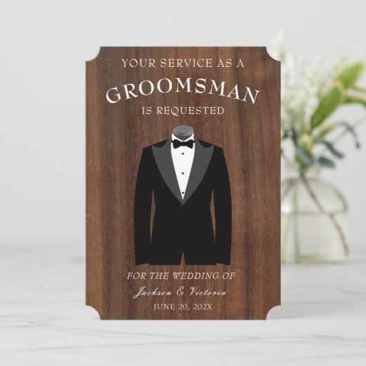 Tuxedo Groomsman Kaart (Staand voorkant)