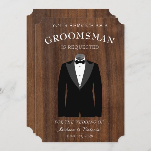 Tuxedo Groomsman Kaart (Voorkant / Achterkant)