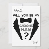 Tuxedo groomsmen zwart-wit voorstel kaart (Voorkant)