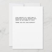 Tuxedo groomsmen zwart-wit voorstel kaart (Achterkant)