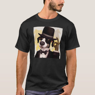 Tuxedo-hondmeme schattige puppy doggy-portret zond t-shirt